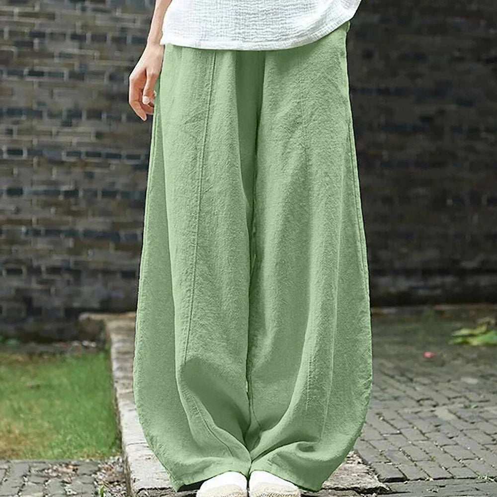 Pantalon Large Chic en Mélange de Coton pour Femmes - Marie Montel