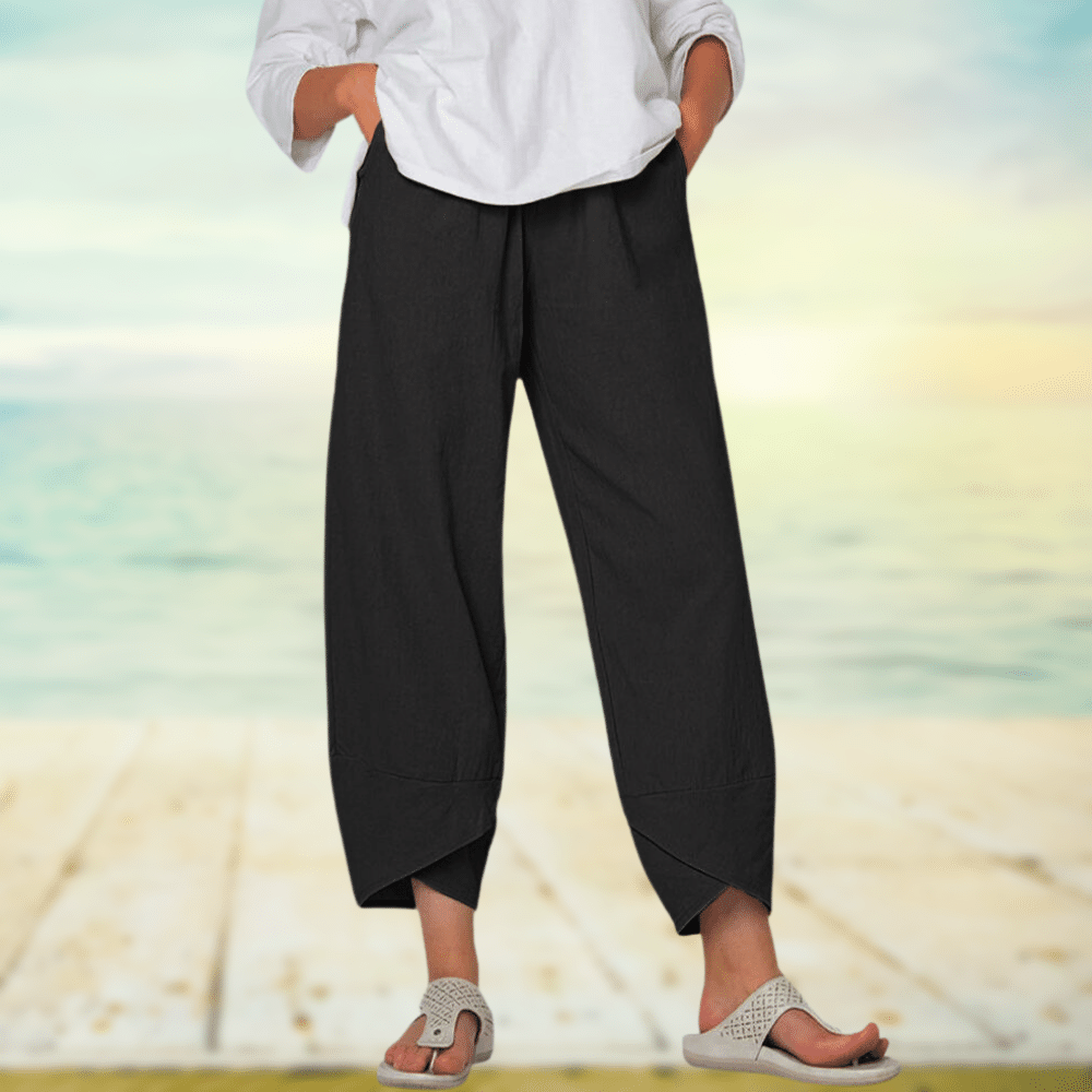 Pantalon Large Élégant en Mélange de Coton pour Femmes - Marie Montel