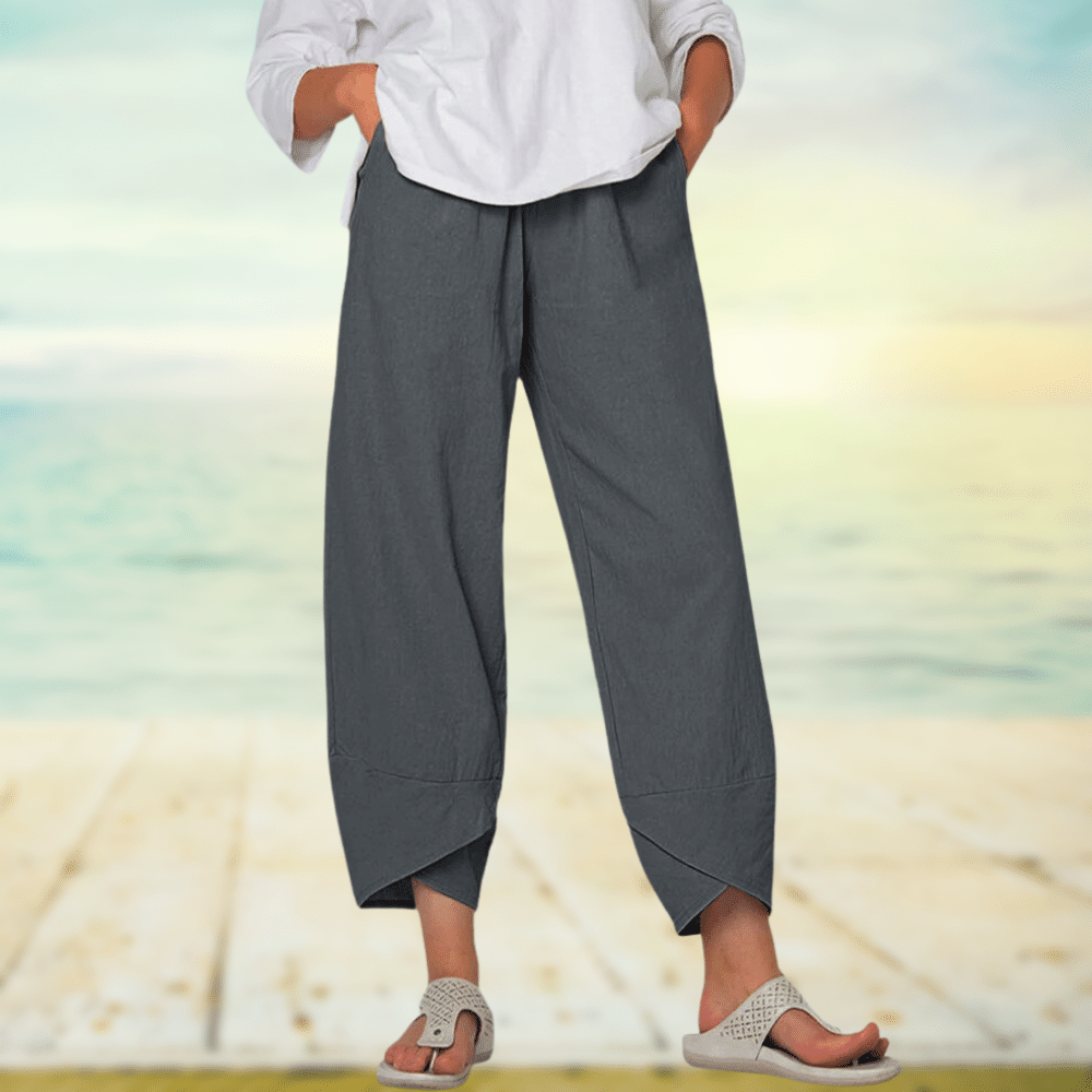 Pantalon Large Élégant en Mélange de Coton pour Femmes - Marie Montel