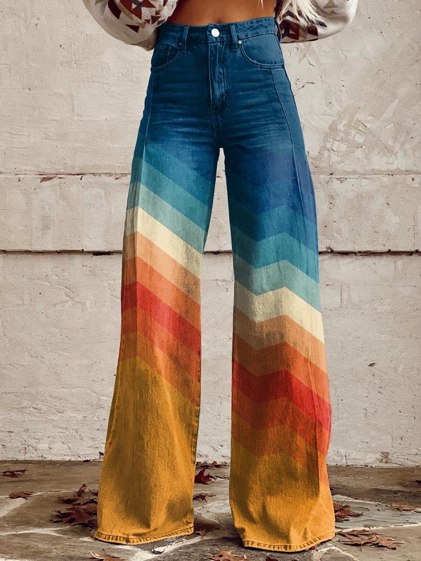 Pantalons Large à Rayures Multicolores pour Femmes - Marie Montel