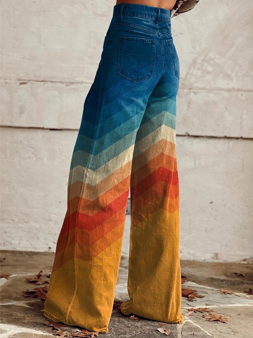 Pantalons Large à Rayures Multicolores pour Femmes - Marie Montel
