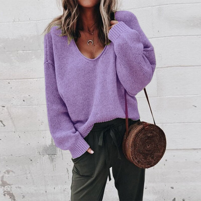 Pull Chic à V - Cou Long pour Femmes - Marie Montel