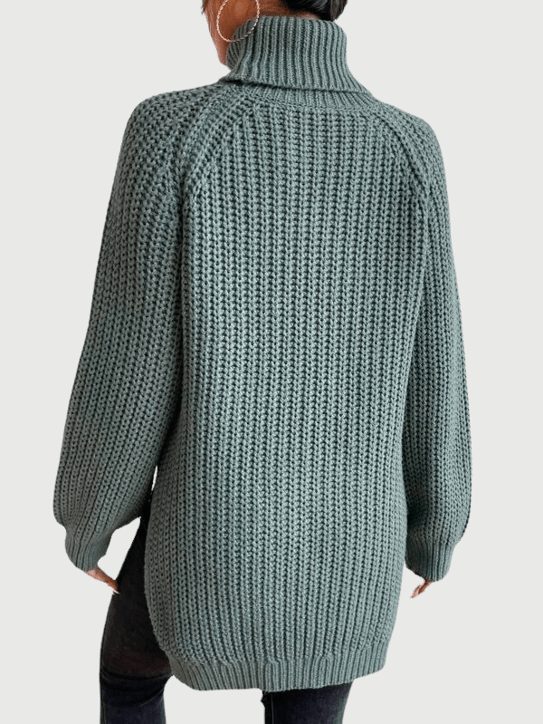 Pull Col Montant Côtelé avec Fente pour Femmes - Marie Montel