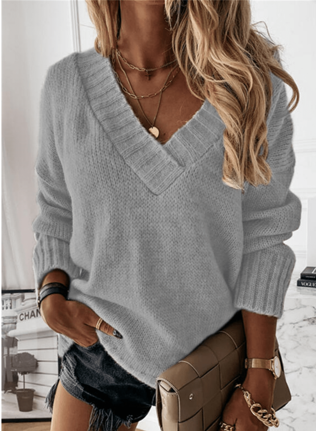 Pull Col V Chic pour Femmes - Marie Montel