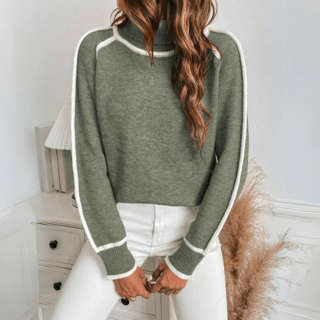 Pull en Tricot Vert Olive Luxueux pour Femmes - Marie Montel