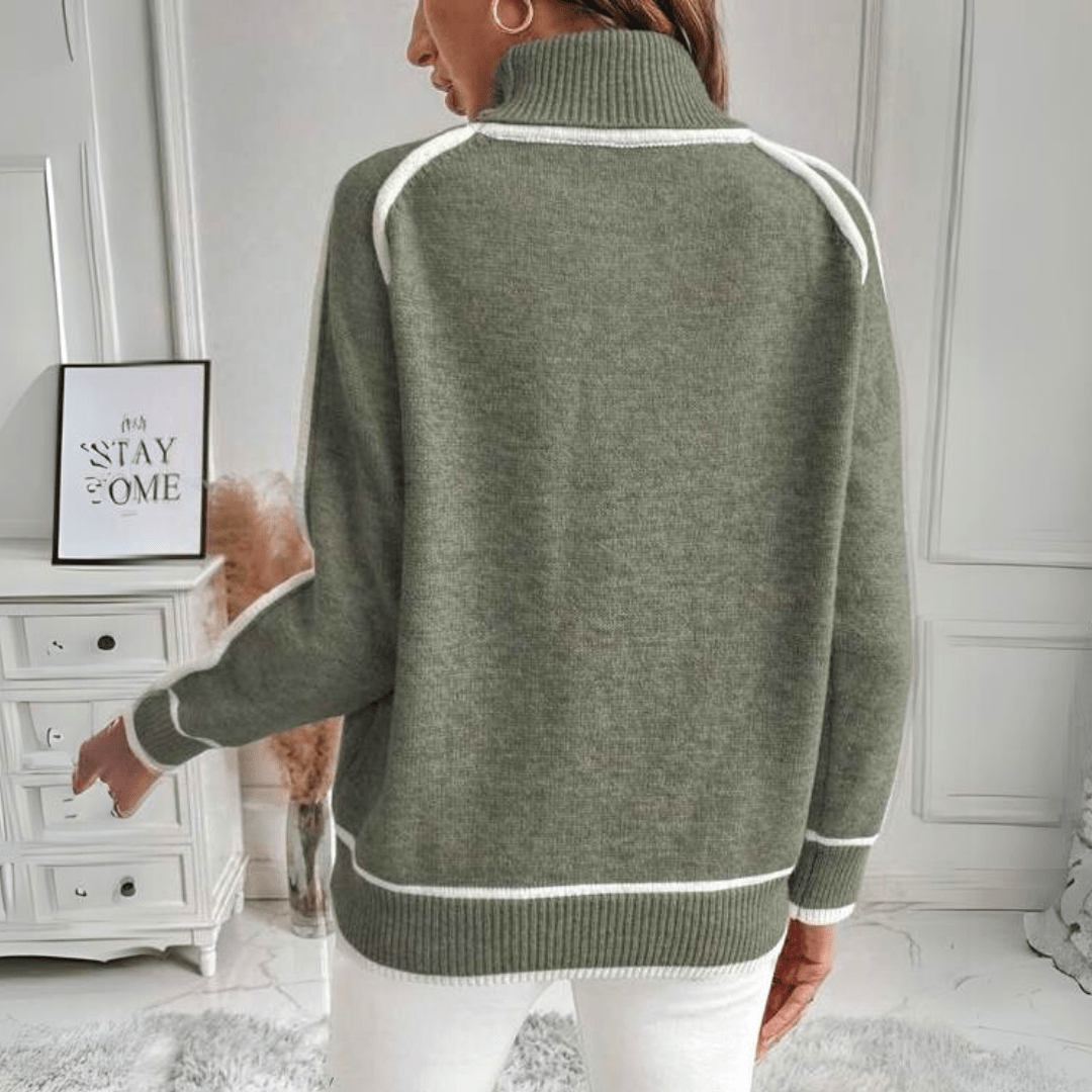 Pull en Tricot Vert Olive Luxueux pour Femmes - Marie Montel