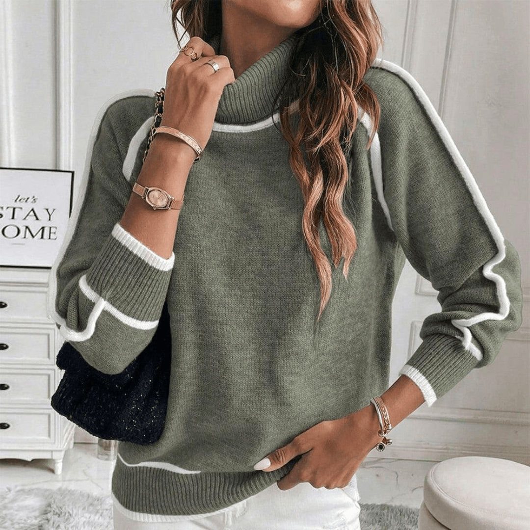 Pull en Tricot Vert Olive Luxueux pour Femmes - Marie Montel
