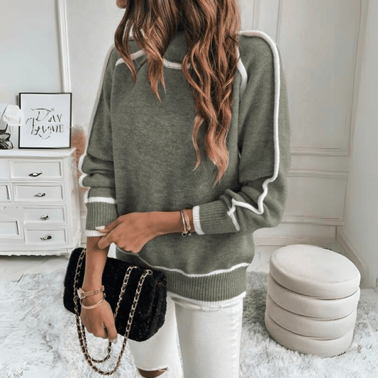Pull en Tricot Vert Olive Luxueux pour Femmes - Marie Montel