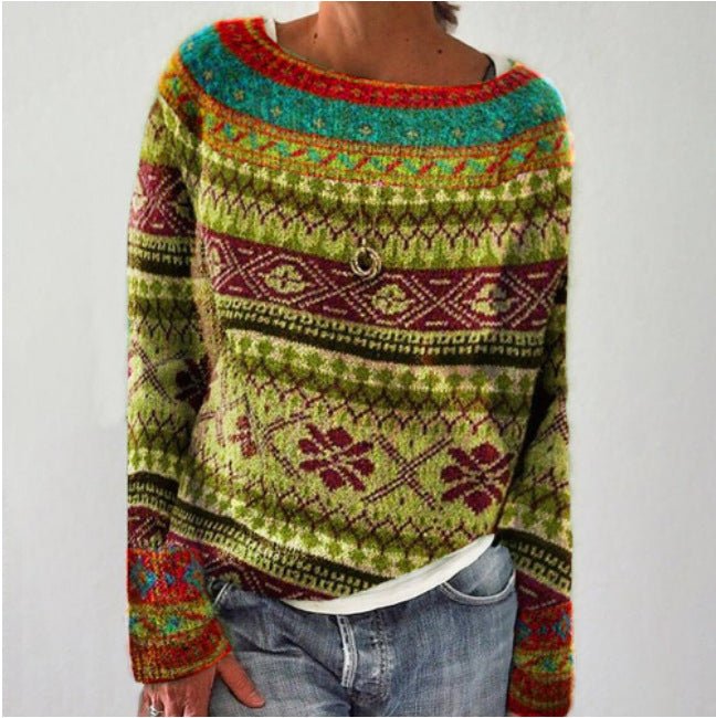 Pull Rétro Chic à Manches Longues pour Femmes - Marie Montel
