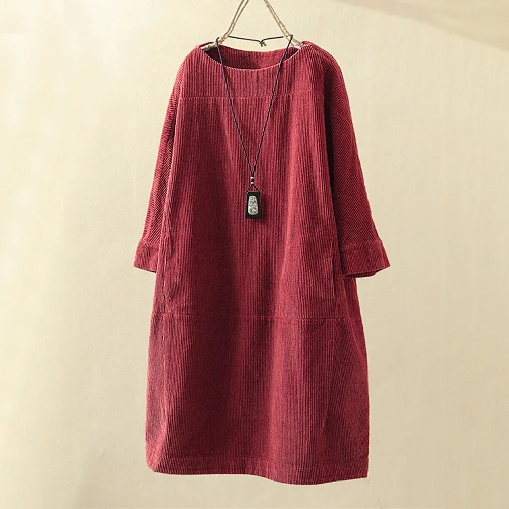 Robe A - line en Velours Côtelé pour Femmes - Marie Montel