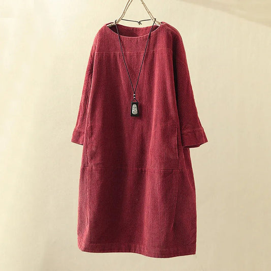 Robe A - line en Velours Côtelé pour Femmes - Marie Montel