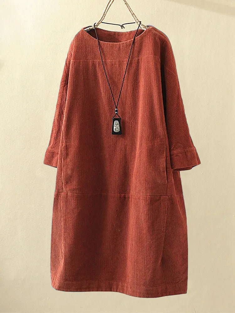 Robe A - line en Velours Côtelé pour Femmes - Marie Montel