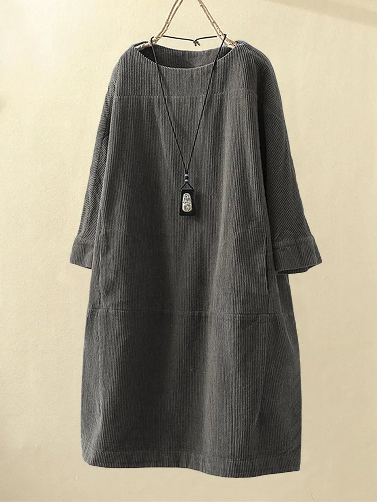 Robe A - line en Velours Côtelé pour Femmes - Marie Montel
