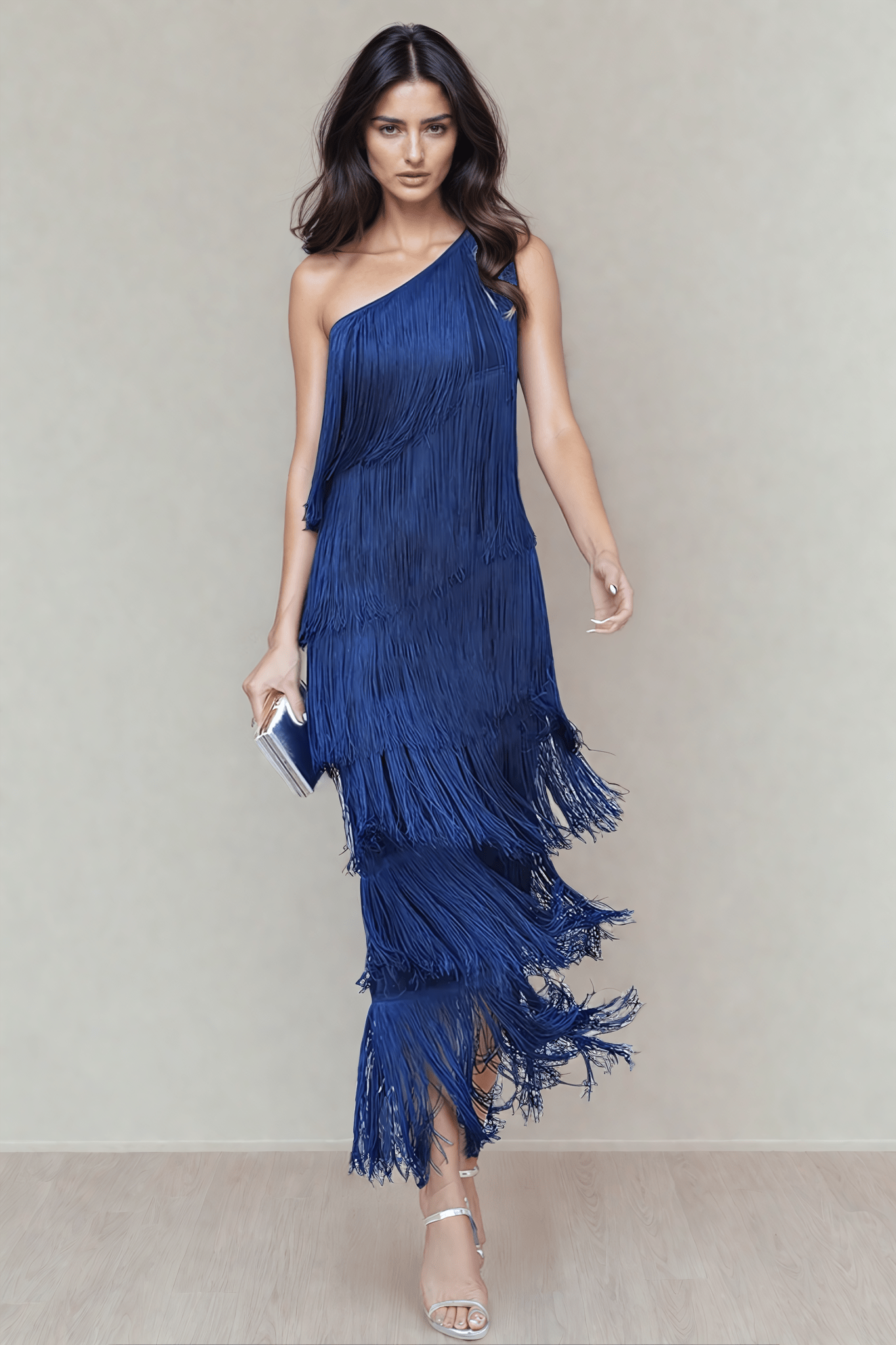 Robe Asymétrique à Franges avec Épaule Dénudée pour Femmes - Marie Montel