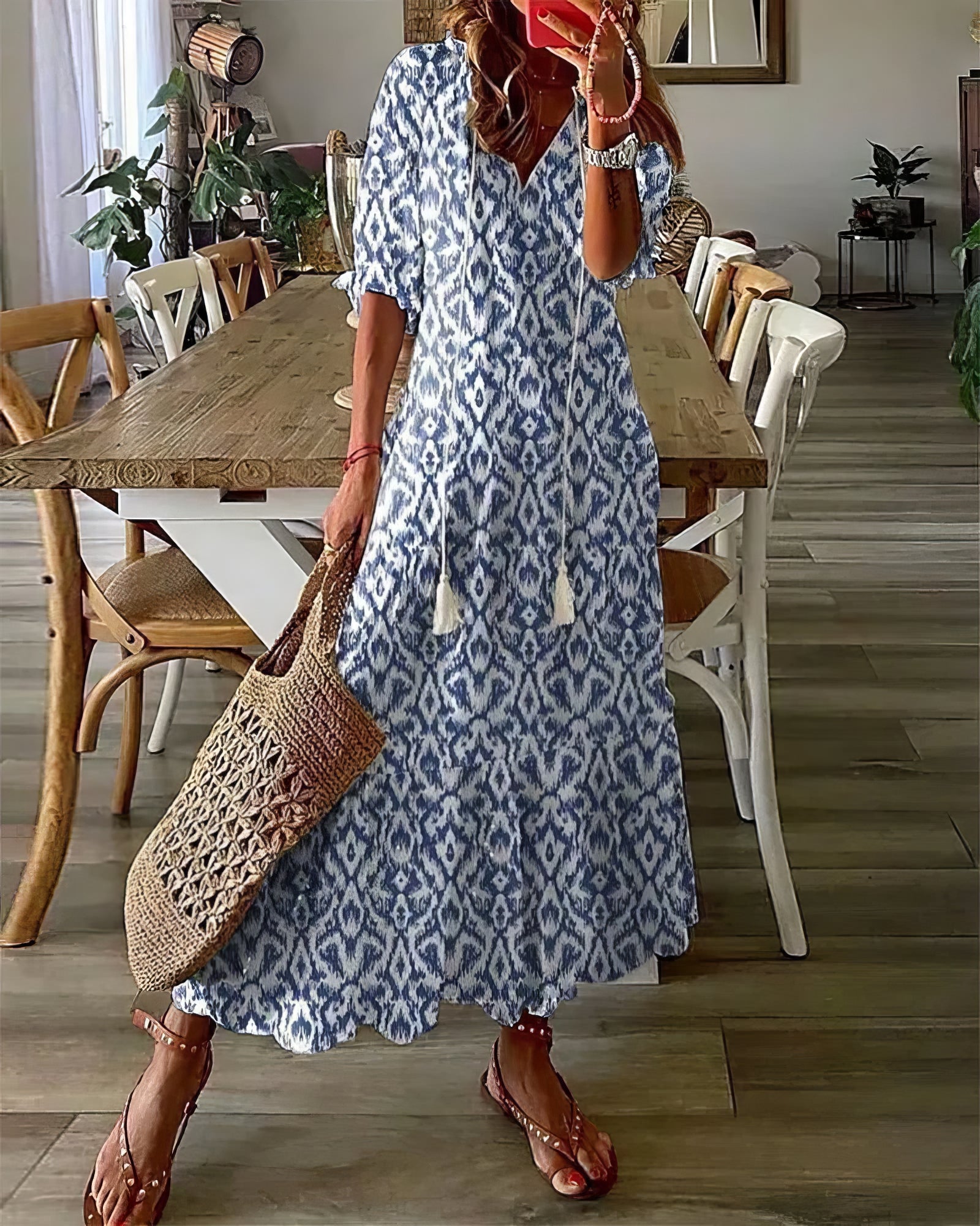 Robe Bohème à Manches Courtes pour Femmes - Marie Montel