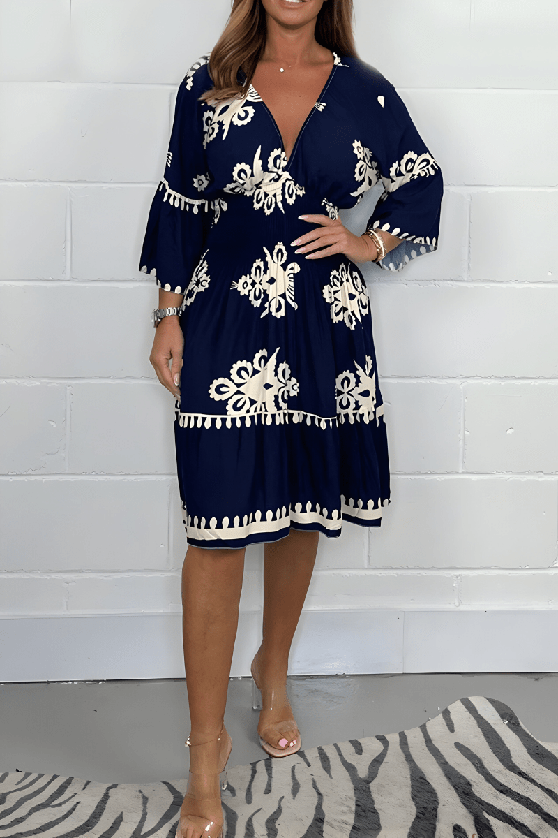 Robe Boho Élégante à Manches 3/4 pour Femmes - Marie Montel