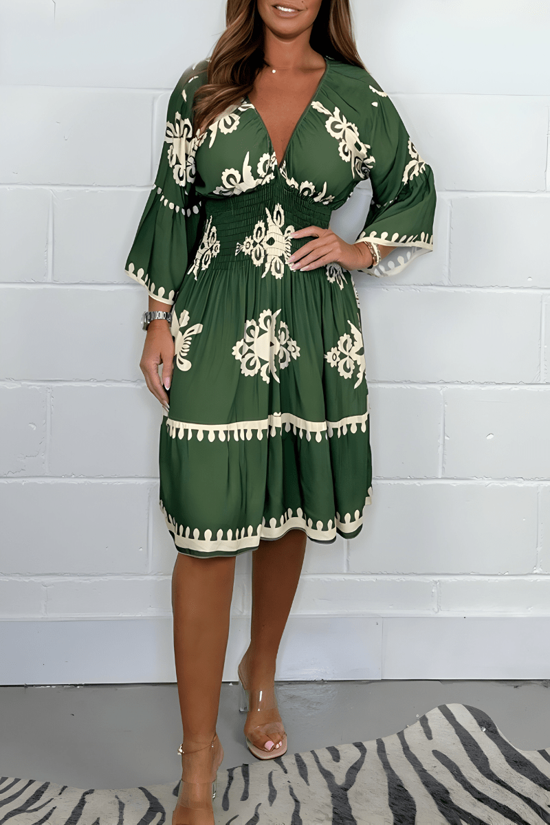 Robe Boho Élégante à Manches 3/4 pour Femmes - Marie Montel