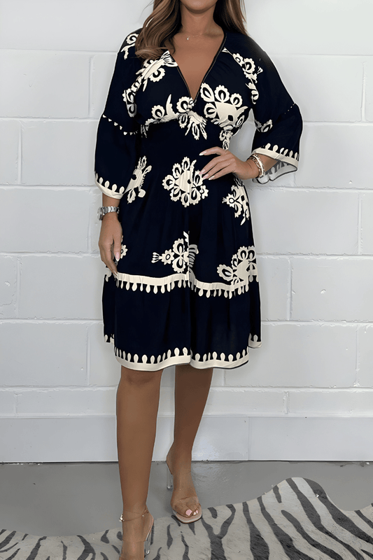 Robe Boho Élégante à Manches 3/4 pour Femmes - Marie Montel