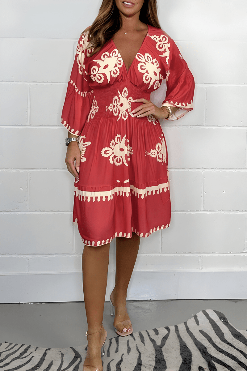 Robe Boho Élégante à Manches 3/4 pour Femmes - Marie Montel