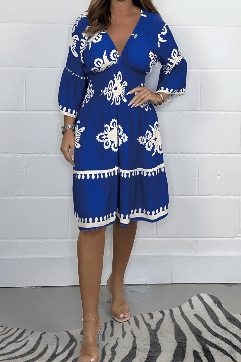 Robe Boho Élégante à Manches 3/4 pour Femmes - Marie Montel