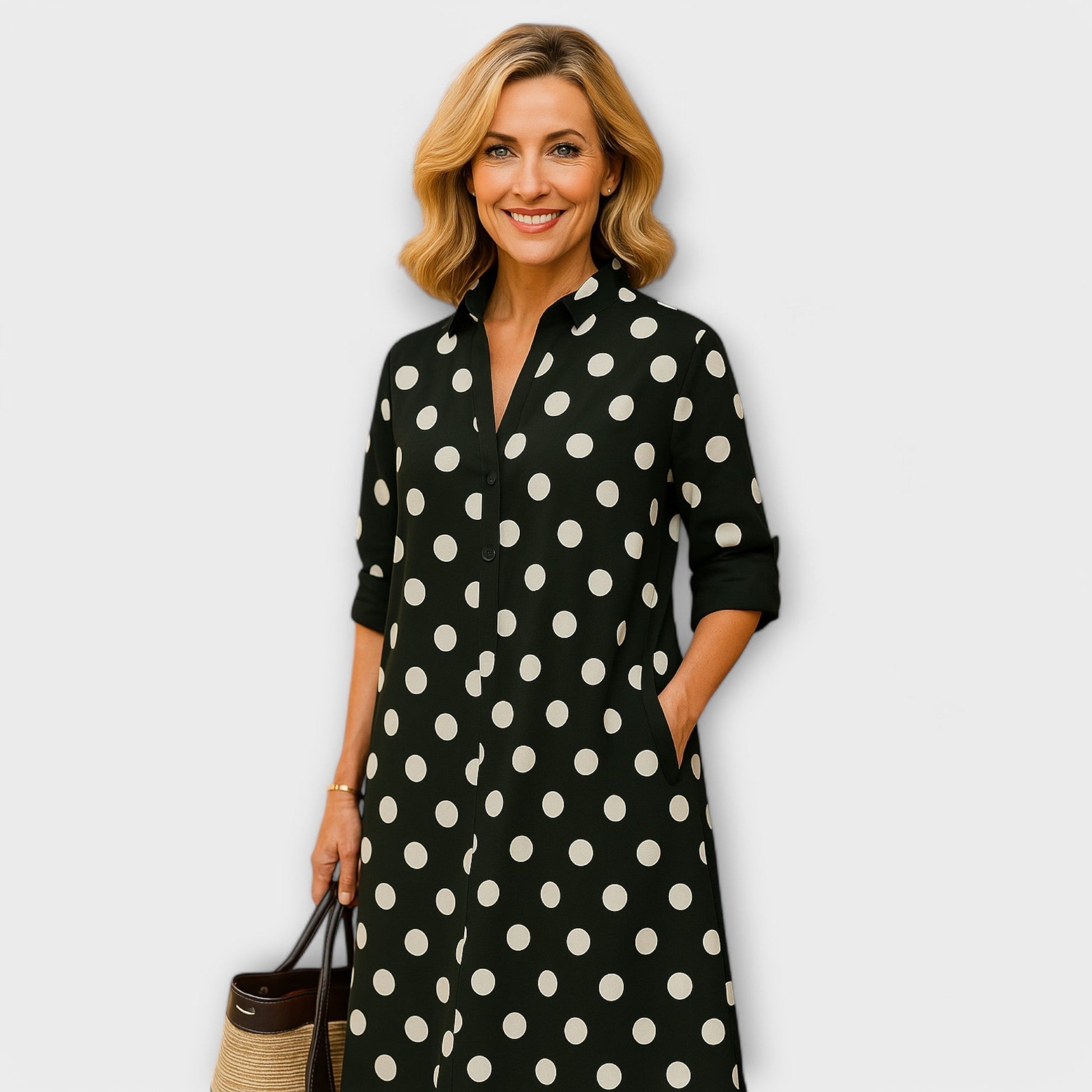 Robe Chemise Élégante à Manches Trois Quarts pour Femmes - Marie Montel