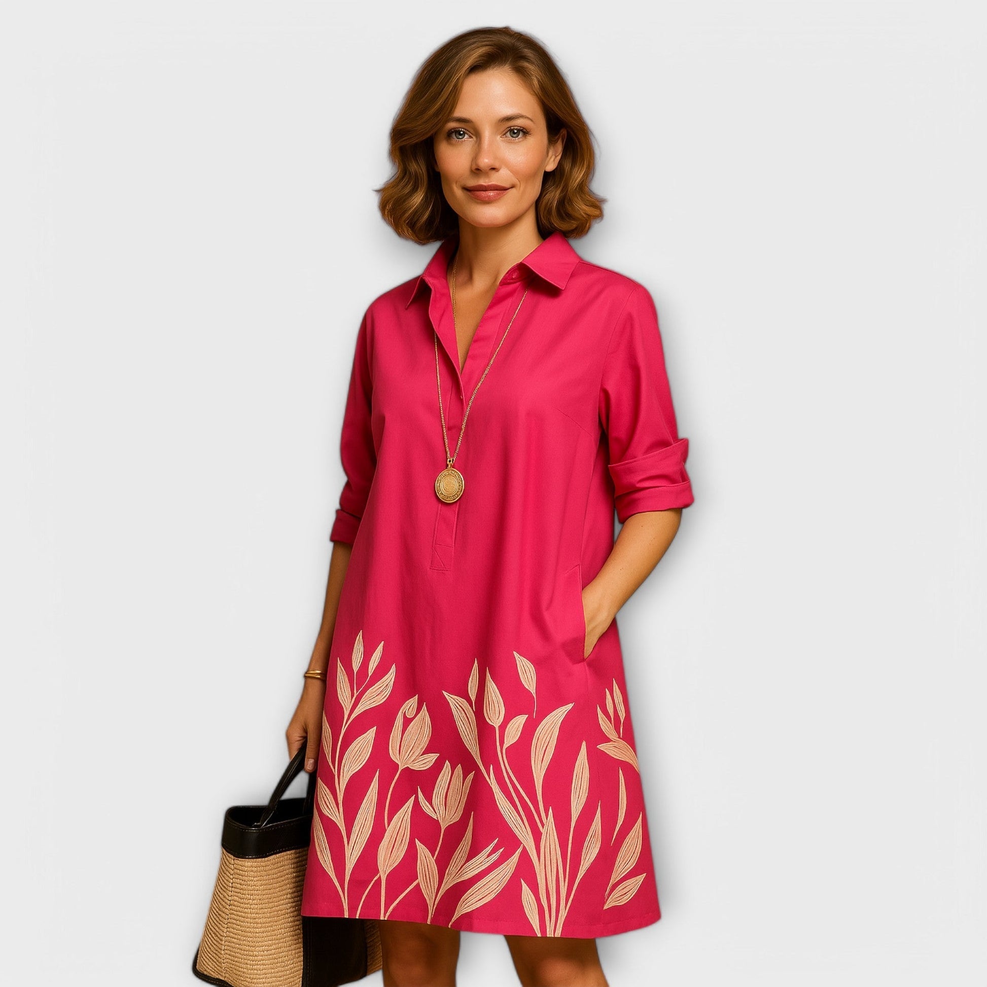 Robe Chemise Élégante à Manches Trois Quarts pour Femmes - Marie Montel