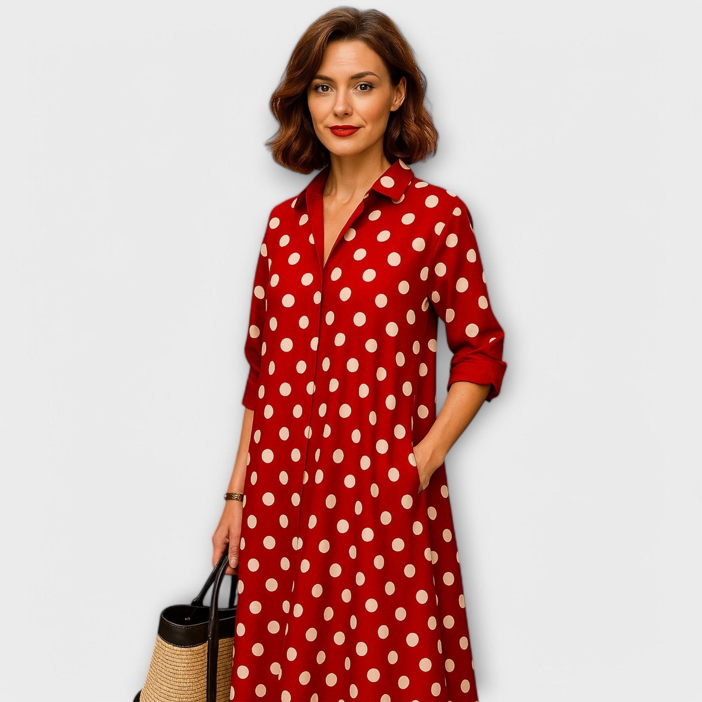 Robe Chemise Élégante à Manches Trois Quarts pour Femmes - Marie Montel