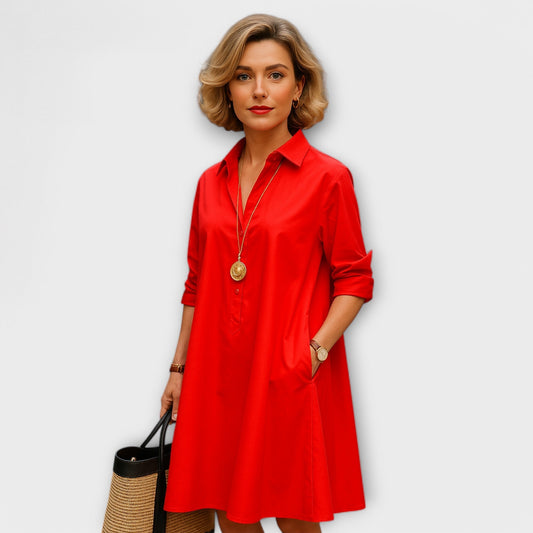 Robe Chemise Élégante à Manches Trois Quarts pour Femmes - Marie Montel