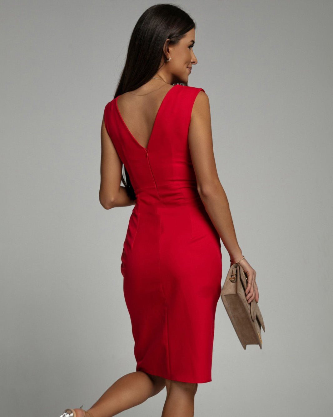 Robe Cintrée avec Décolleté en V et Fente pour Femmes - Marie Montel