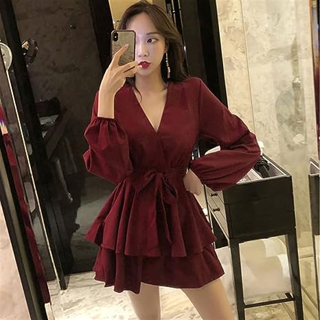 Robe Élégante à Décolleté en V et Manches Lanternes pour Femmes - Marie Montel