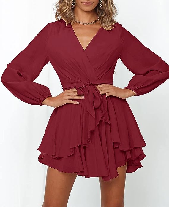 Robe Élégante à Décolleté en V et Manches Lanternes pour Femmes - Marie Montel