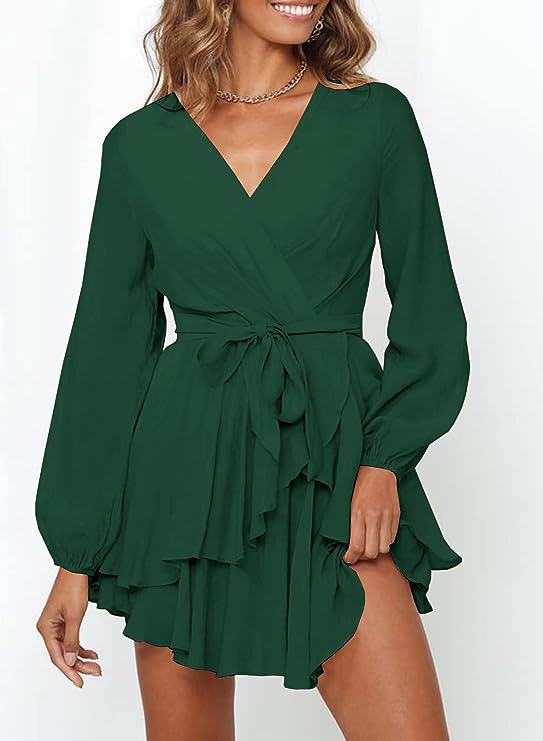 Robe Élégante à Décolleté en V et Manches Lanternes pour Femmes - Marie Montel
