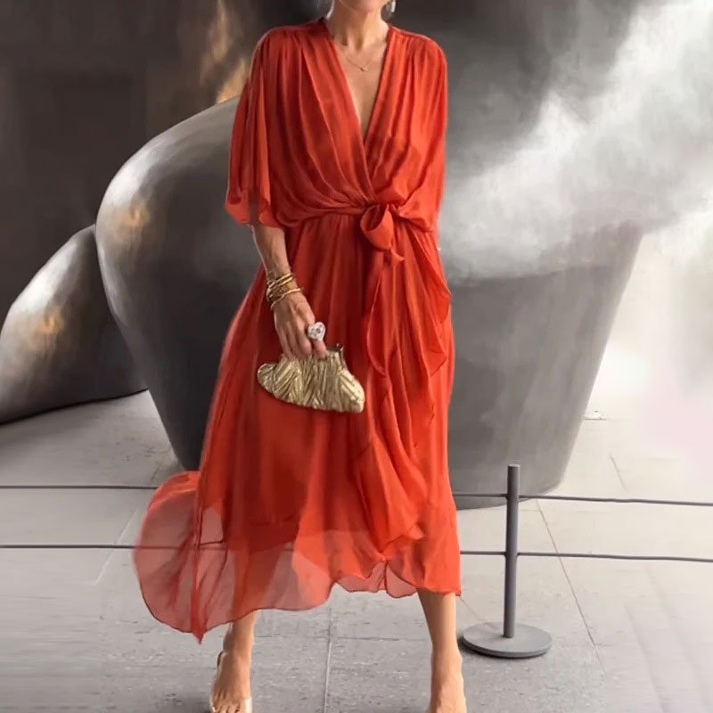 Robe Élégante à Décolleté en V pour Femmes - Marie Montel