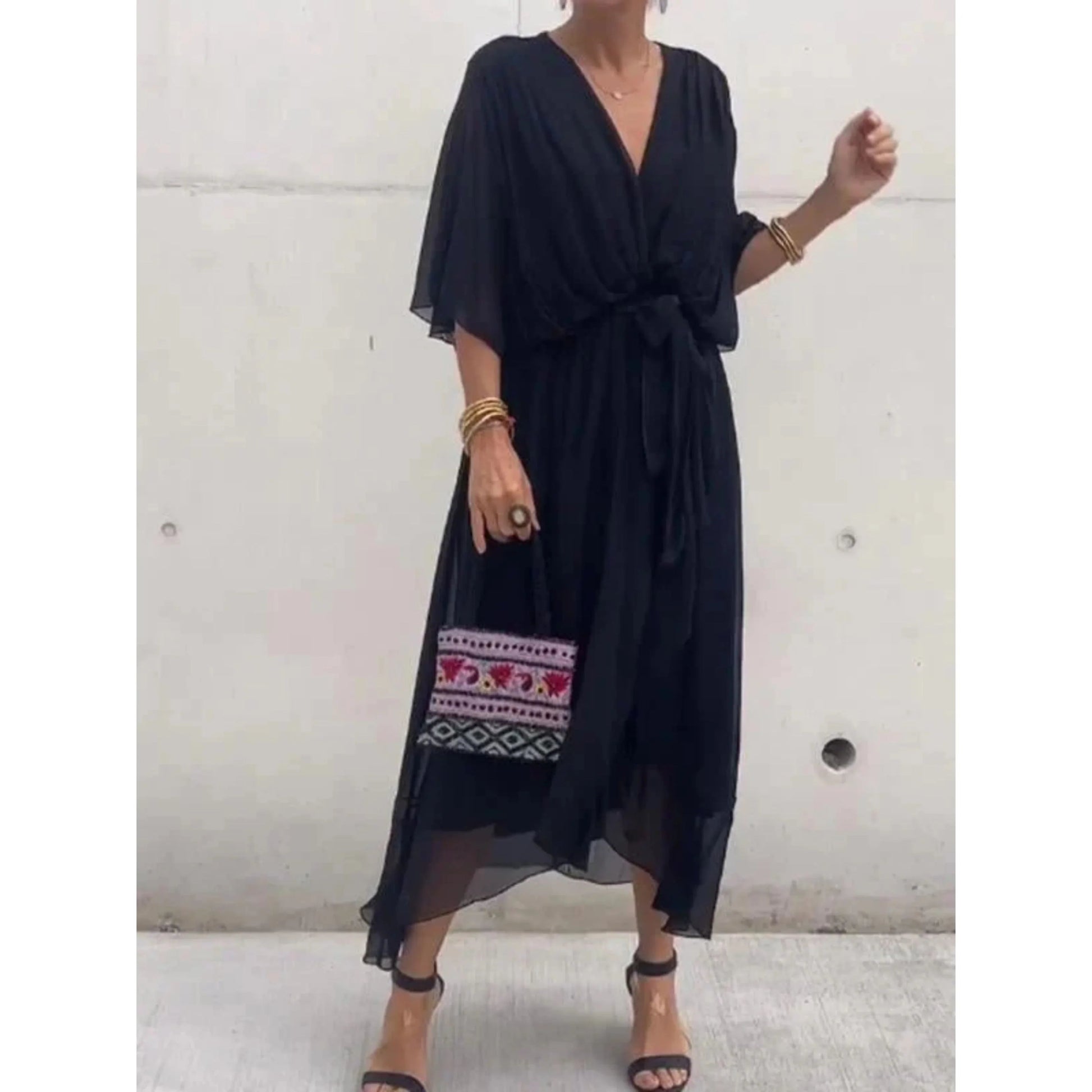 Robe Élégante à Encolure en V pour Femmes - Marie Montel