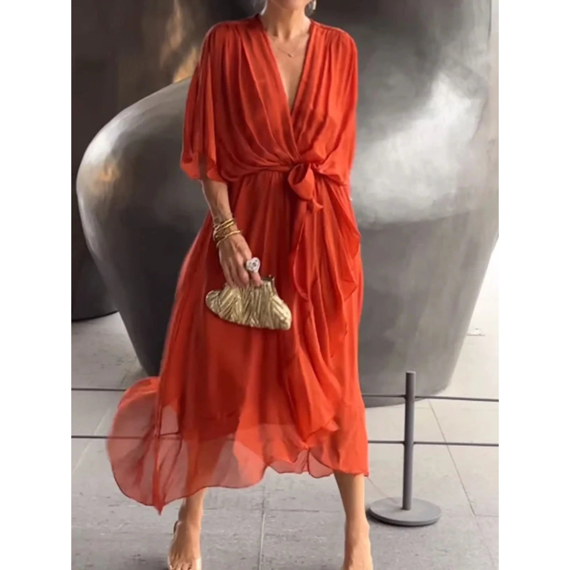 Robe Élégante à Encolure en V pour Femmes - Marie Montel