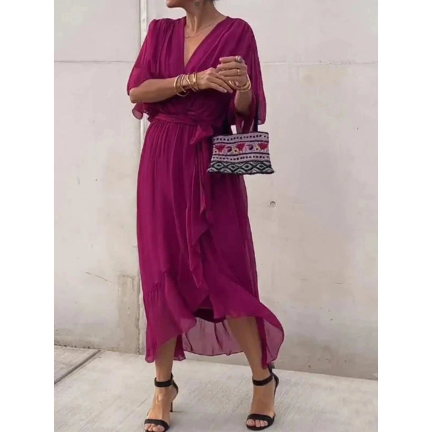 Robe Élégante à Encolure en V pour Femmes - Marie Montel