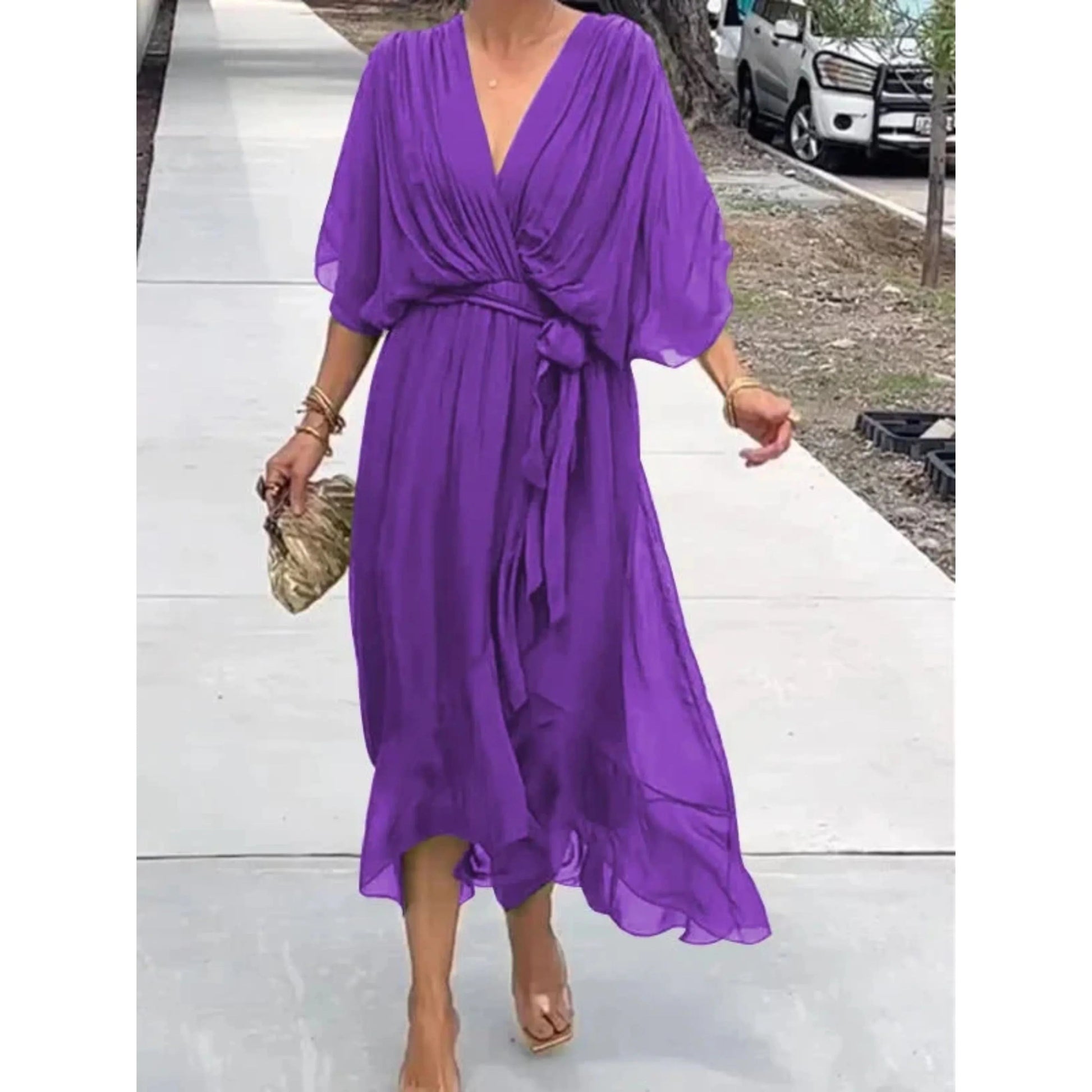 Robe Élégante à Encolure en V pour Femmes - Marie Montel