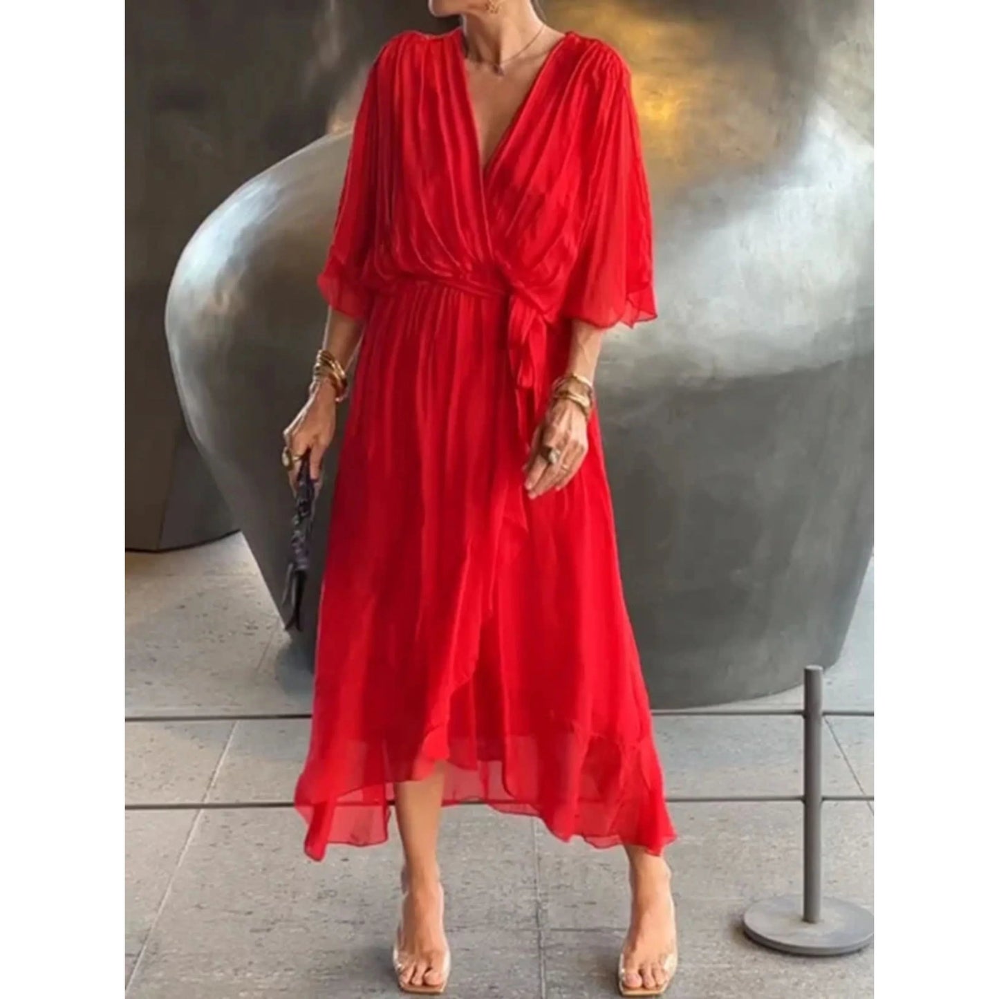 Robe Élégante à Encolure en V pour Femmes - Marie Montel