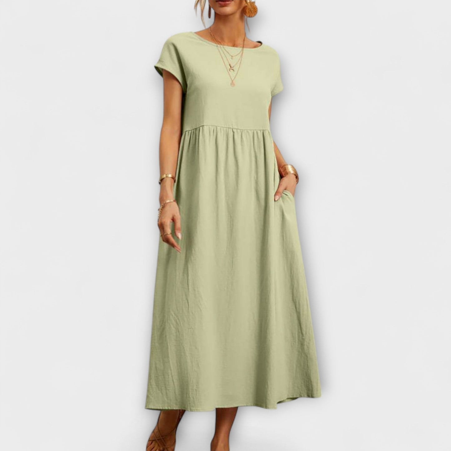 Robe Élégante à Encolure Ronde sans Manches pour Femmes - Marie Montel