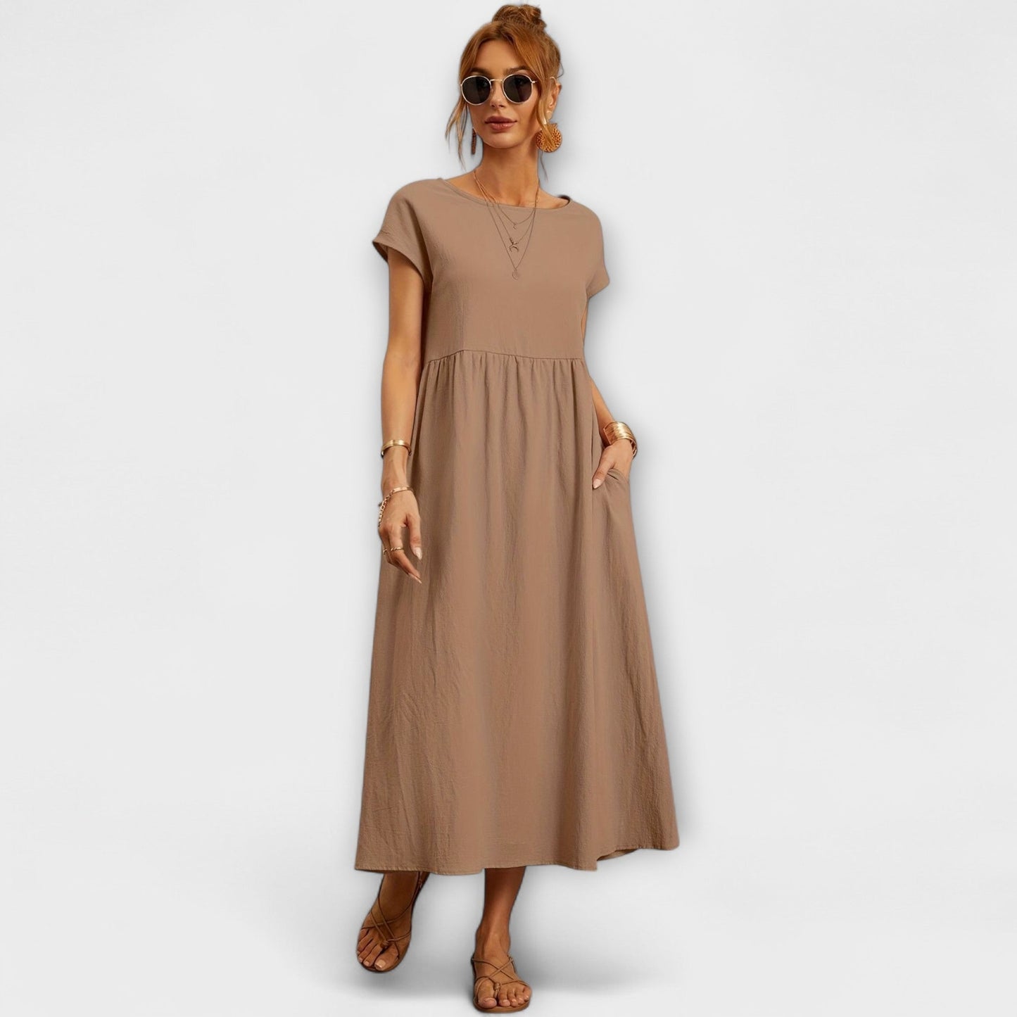 Robe Élégante à Encolure Ronde sans Manches pour Femmes - Marie Montel