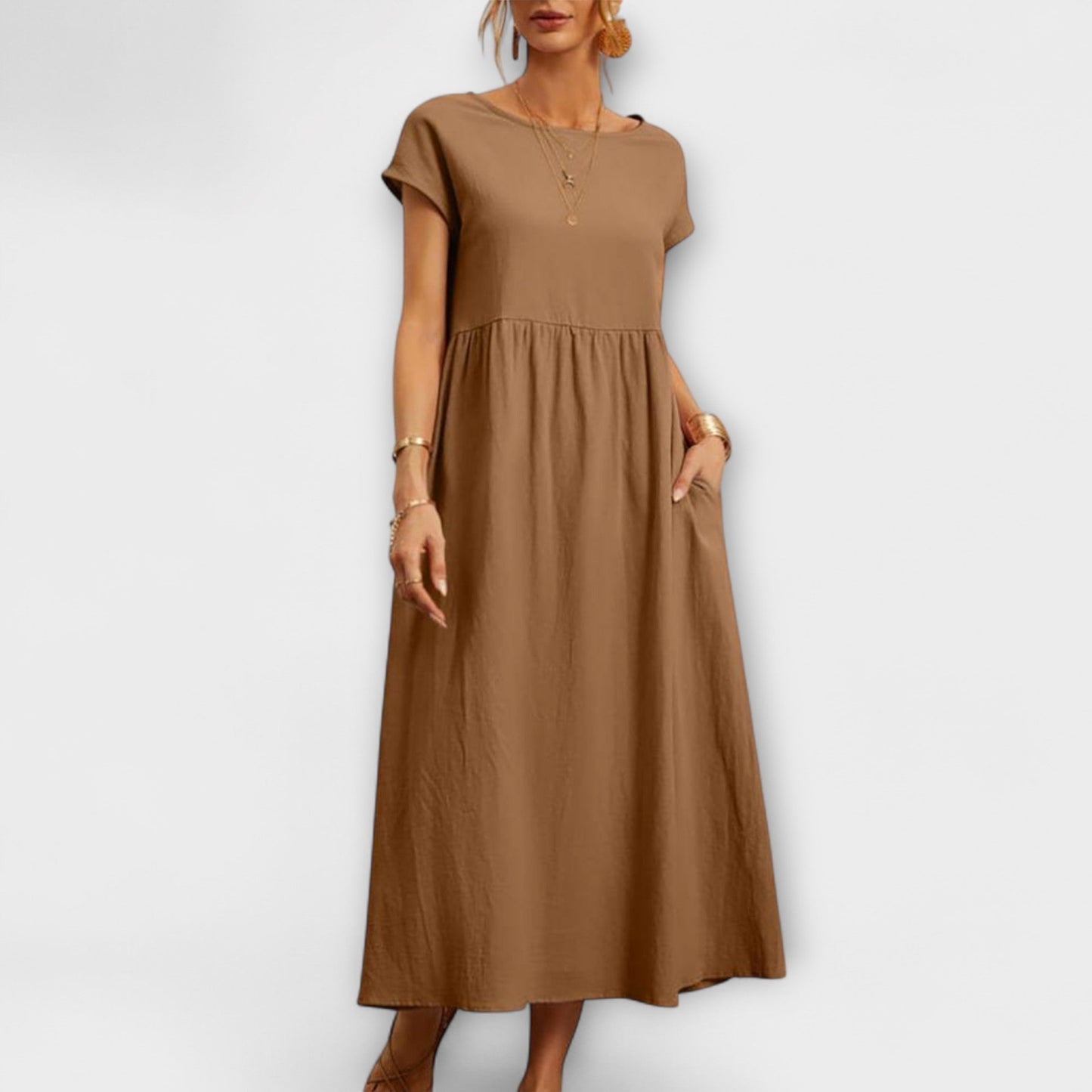 Robe Élégante à Encolure Ronde sans Manches pour Femmes - Marie Montel