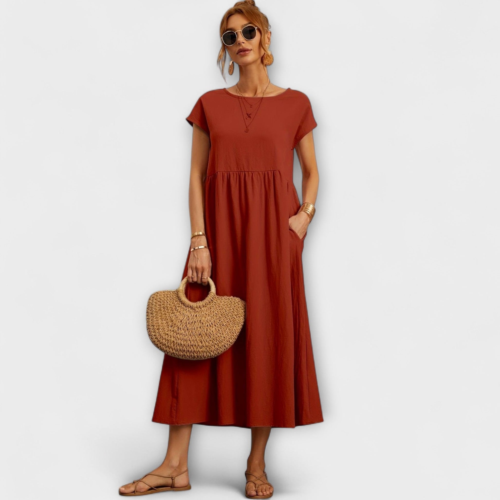 Robe Élégante à Encolure Ronde sans Manches pour Femmes - Marie Montel