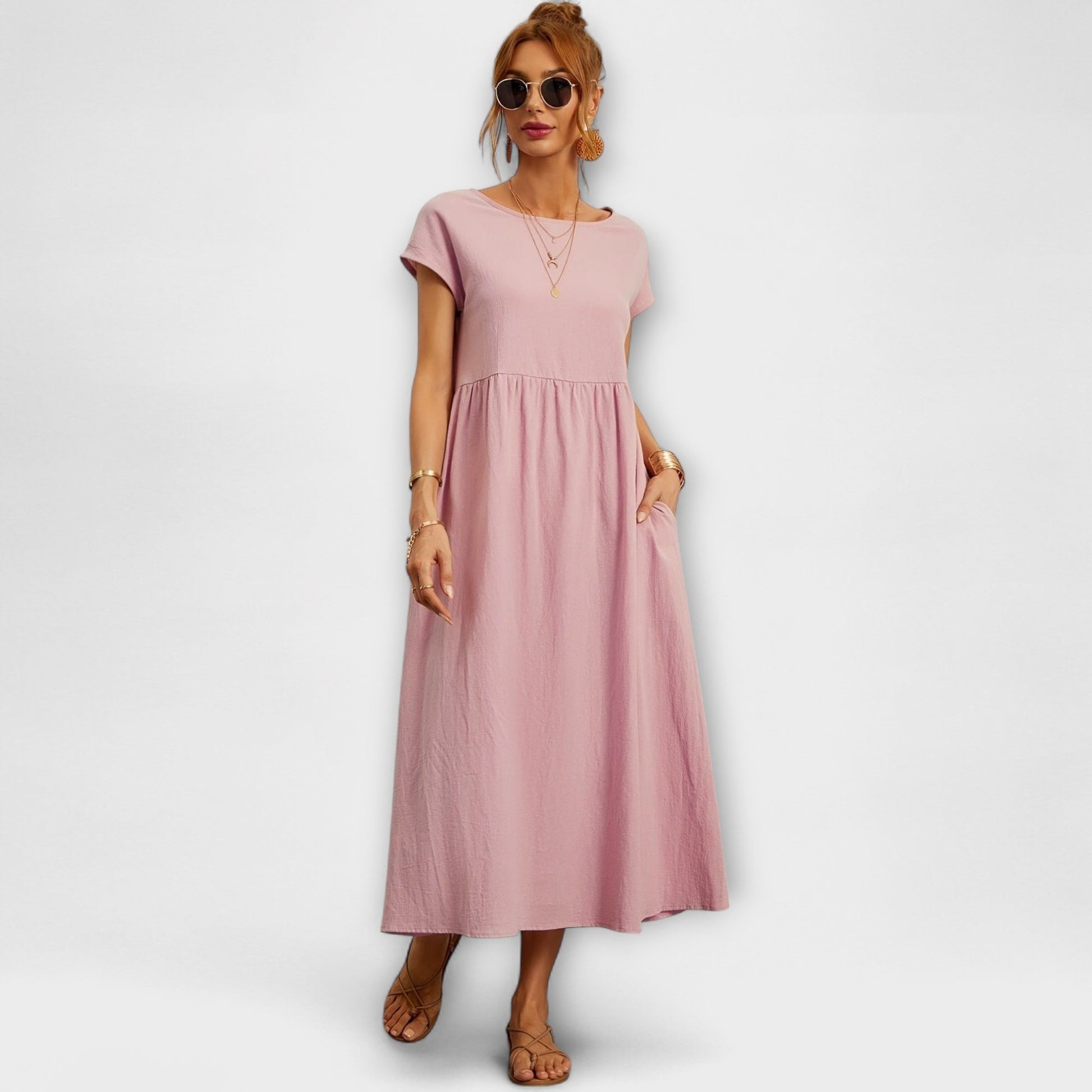 Robe Élégante à Encolure Ronde sans Manches pour Femmes - Marie Montel