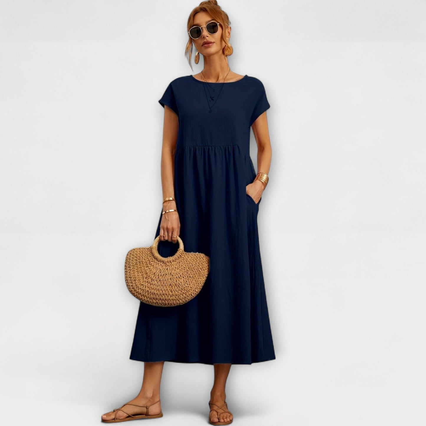 Robe Élégante à Encolure Ronde sans Manches pour Femmes - Marie Montel