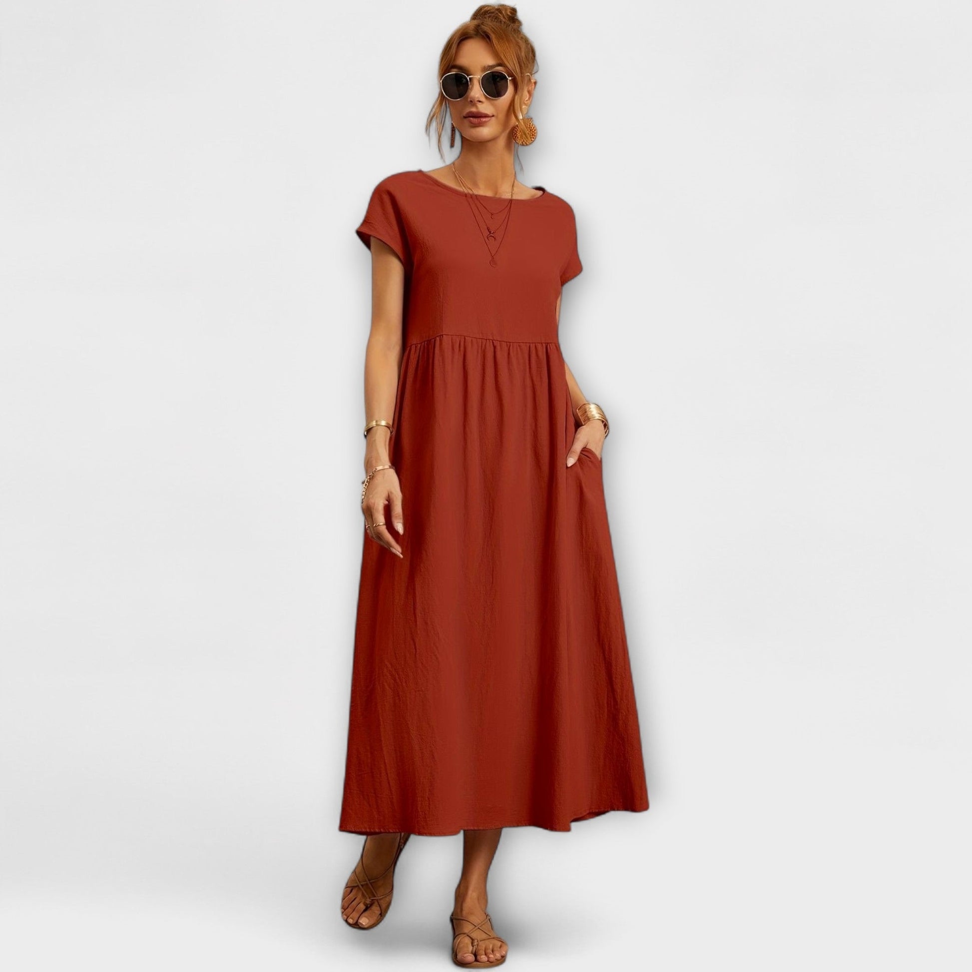 Robe Élégante à Encolure Ronde sans Manches pour Femmes - Marie Montel