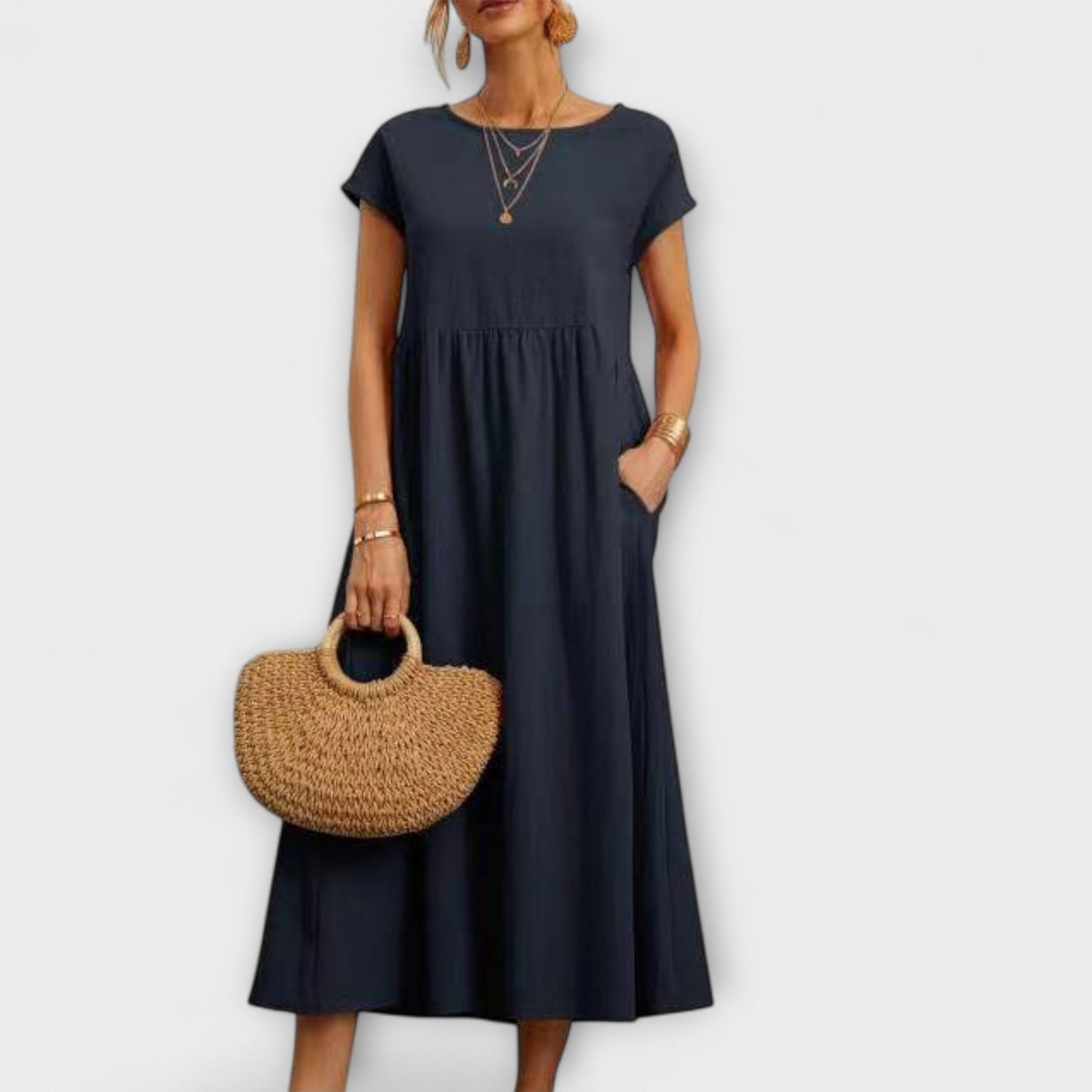 Robe Élégante à Encolure Ronde sans Manches pour Femmes - Marie Montel