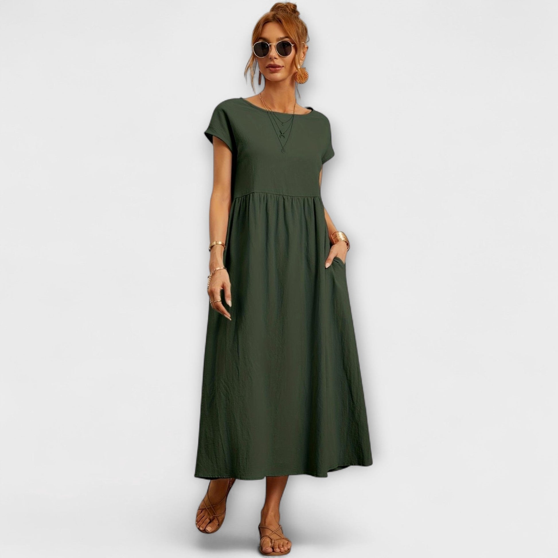 Robe Élégante à Encolure Ronde sans Manches pour Femmes - Marie Montel