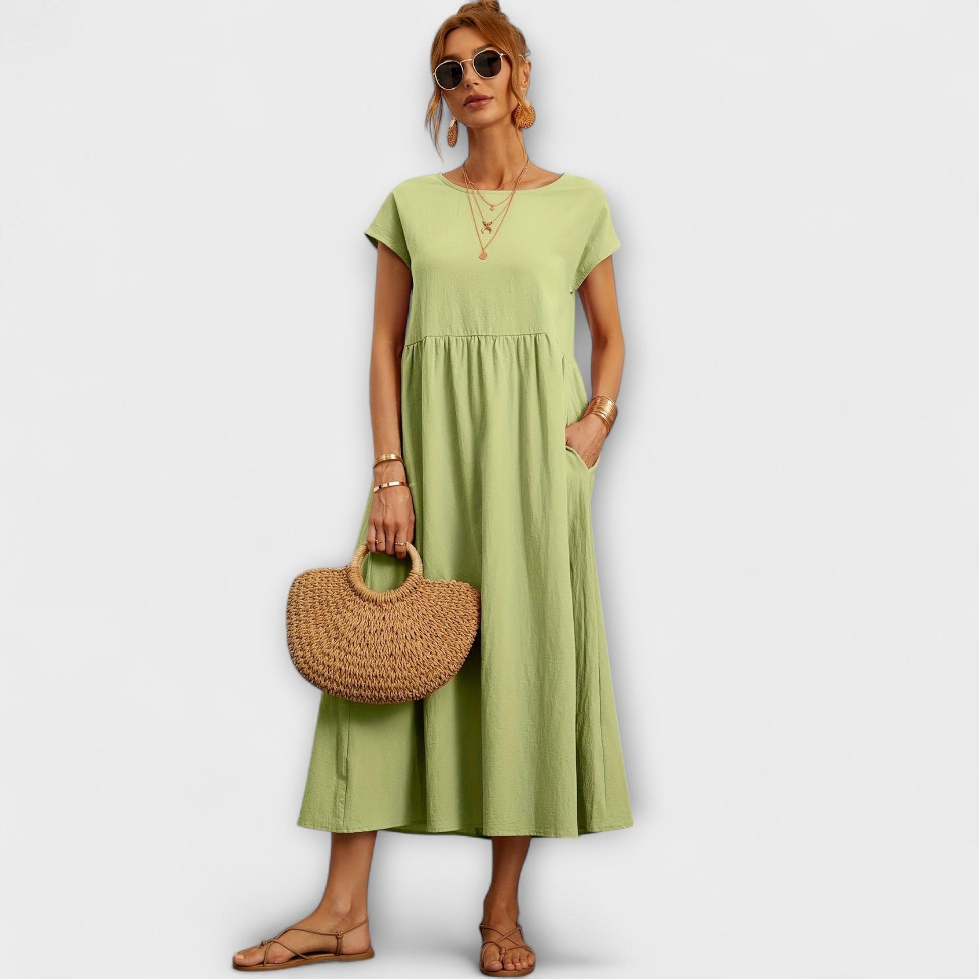 Robe Élégante à Encolure Ronde sans Manches pour Femmes - Marie Montel