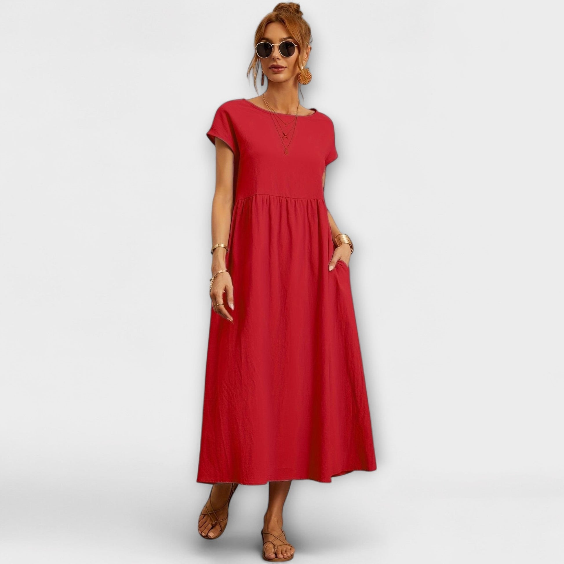 Robe Élégante à Encolure Ronde sans Manches pour Femmes - Marie Montel