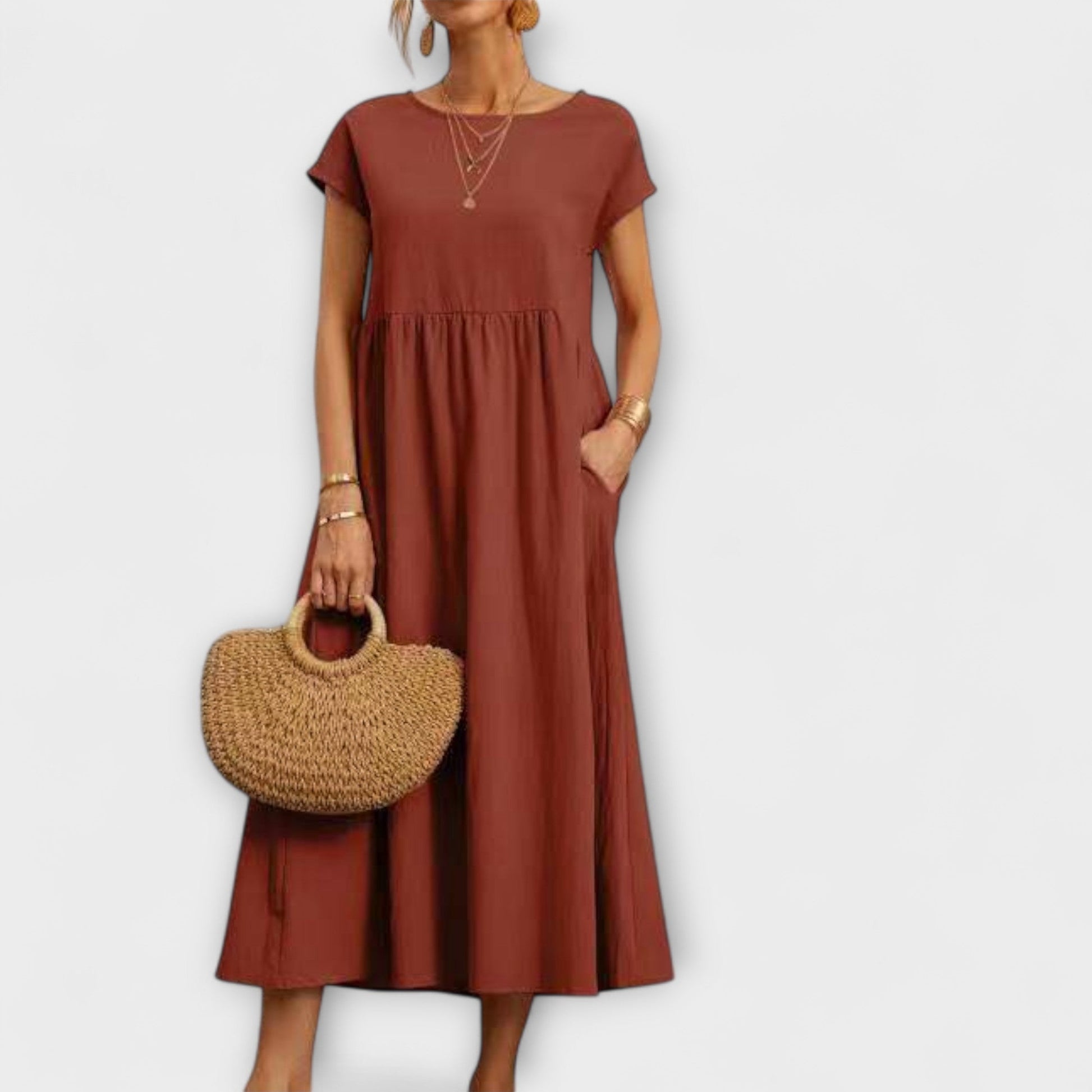 Robe Élégante à Encolure Ronde sans Manches pour Femmes - Marie Montel